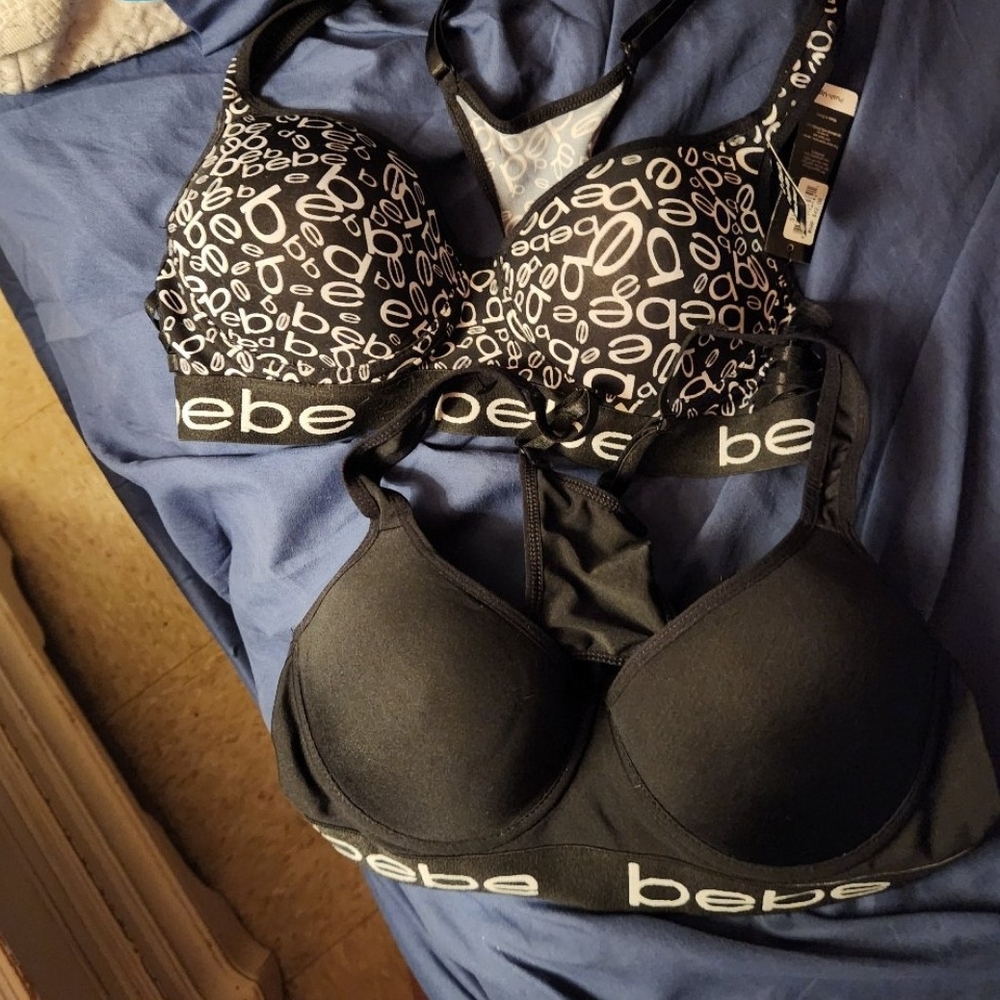 Bebe And VS Black and White Patterned Bra Set